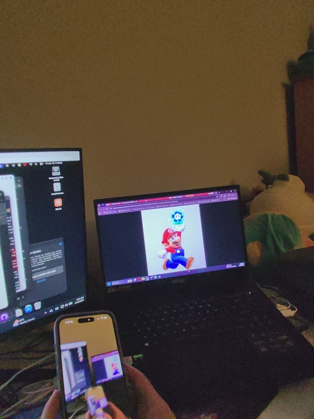 Mario reference image displayed on a screen